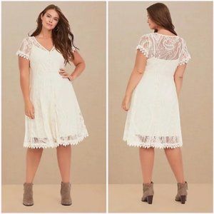 Torrid Ivory Lace & Crochet Button Front Dress